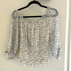 Anthropologie Black Polka Dot Blouse Size S